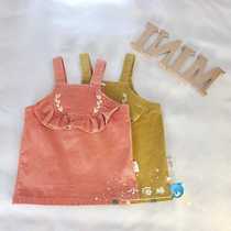 Girls autumn vest skirt 2019 new baby corduroy strap skirt cotton dress Western style
