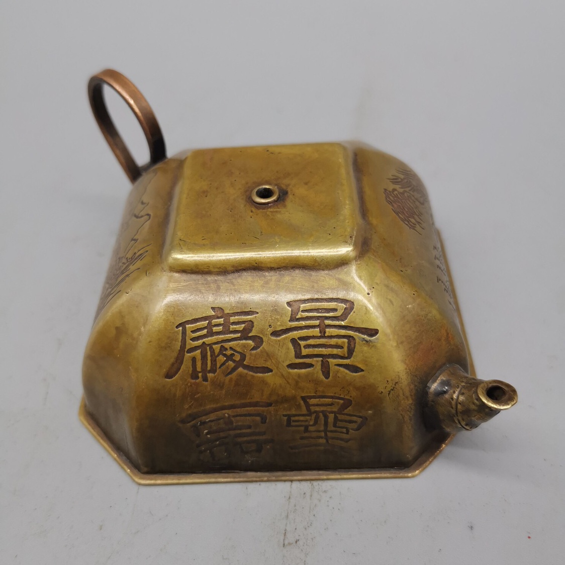 Ancient play collection Qing Dynasty pure copper brass drop ink-stone ink-stone text Wen house supplies imitation ancient pendulum piece-Taobao