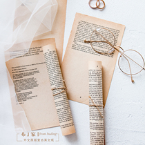 ins mini foreign text original pan yellow English paper page retro photo props photography background sheet of paper display