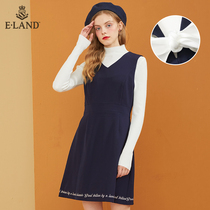 ELAND clothes love spring summer fashion temperament V collar strap slim slim sleeveless long dress Lady