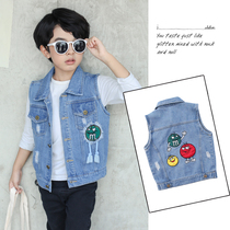 Childrens cowboy waistcoat 2021 Spring and Autumn New medium children Korean version of tidal gas baby coat vest