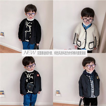 Boy mom Boy girl Teddy velvet two sides wear jacket jacket Baby Korean loose cardigan Childrens top winter clothes