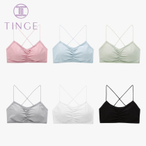 Cross-belt sexy incognito small chest gathered beauty back camisole bra underwear womens thin section rimless bra