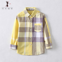 Childrens plaid shirt western style inch spring and autumn 2021 new medium and large boys pure cotton long-sleeved shirt tide 2349