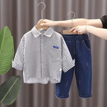 Childrens autumn clothes boys baby shirts and jeans suits 2022 new spring childrens Korean childrens suits