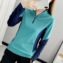 Quick-drying long-sleeved t-shirt womens stand-up collar spring and summer light and breathable thin quick-drying clothes outdoor running sports mountaineering clothes
