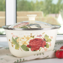 22-28cm enamel bowl nostalgic soup bowl traditional classic old-fashioned enamel lid pot pot beating egg pot pot for home washing