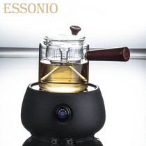 ESSONIO Japanese style heat-resistant glass side pot simple home black pottery electric pottery stove steamed tea cup set