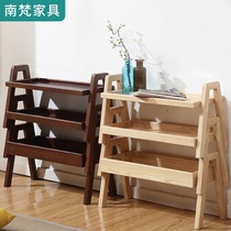 Full solid wood flower shelf Nordic minimalist modern multi-combined shelving multi-storey balcony decorated with green and laid flower pots shelf