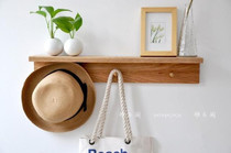 Yaku Loft Bedroom Creative Solid Wood Hung Hanger Bathroom Shelve Wall-mounted Hood Hook Debris Containing Shelf