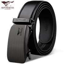 men's seven wolves leather belt automatic buckle belt men's pure cowhide youth luxury brand pants belt trendy