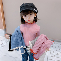 Girls Sweater 2021 New Childrens Pullover Western Style Autumn Winter Wooden Ear Children Baby Knitted base shirt