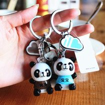 Panda resin keychain imitation ceramic three-dimensional small doll Small gift Backpack pendant souvenir Chengdu hand gift