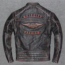 Harley heavy motorcycle leather clothing American vintage old first layer cowhide jacket leather men motorcycle jacket