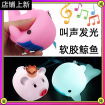 Lanyard Dolphin Sperm whale Night light Sound children flash luminous toy Ground push scan code pendant Cartoon gift