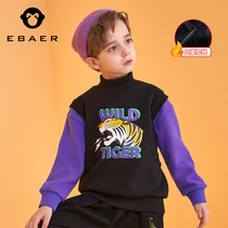 Boys plus velvet vests autumn and winter new childrens thick printed velvet jacket foreign style medium boy coat