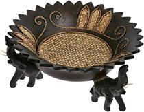 American AeraVida Happy Elephant leaf engraving Rain Tree Tray Pendulum of Decorative Artwork