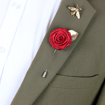 Trendy jewelry suit red rose creative brooch men and women flowers high-grade shirt collar pin collar