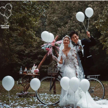 Picnic spring tour network red table floating balloon opening activities birthday party layout column balloon stent photography props