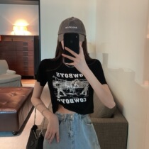 Harajuku wind ins Summer 2020 Korean version of net red loose pattern printed T-shirt jacket Joker Hong Kong flavor base short sleeve