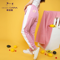 HIKOSEN CARA KARA CAT SUMMER SWEATPANTS WOMENS PINK LOOSE FIT SLIM LEGUCKLED JAPANESE CASUAL PANTS