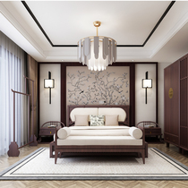 New Chinese style 1 5 m solid wood double bed modern Chinese style 1 8 m wedding bed master bedroom complete set of furniture