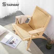 Star Wei designer rattan chair simple balcony solid wood leisure chair home Nordic single sofa chair back chair