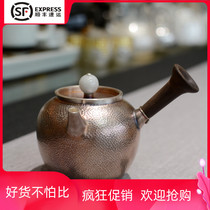 Sterling silver 999 handmade side-handmade teapot silver pot sterling silver bubble teapot home grade tea set Gift Collection
