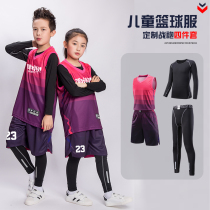 Childrens basketball suits Suit Boy Custom Training Tight Clothing Primary And Middle School Students Autumn And Winter Games Sportswear Jersey