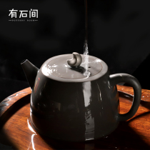 There is a stone room Guangxi Qinzhou Nixing pottery tea set original design Small fresh moon pot Handmade Nixing teapot