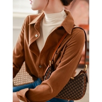 Japanese brushed shirt womens autumn and winter new outer wear thickened loose Korean version stacked with wild base long-sleeved shirt tide