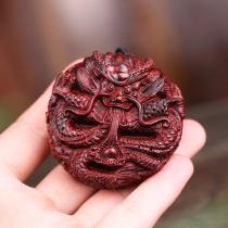 Fuyunchang India small leaf red sandalwood handmade wood carving dragon and phoenix colorful mahogany hand-held pieces of text play toys crafts