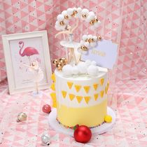 Baking Cake Decoration Large Red White Wool Balls Golden Beads Arch square card Love Inserted Cake Sweet Table Dress