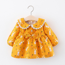 Female baby spring dress 0-1-2 years old baby clothes boomer girl jacket Korean girl foreign girl foreign princess dress