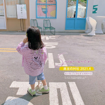 Fall in love with beautiful girl shirt 2021 new summer childrens clothes baby Foreign style plaid shirt children Korean top