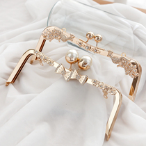 23cm Large Pearls Head Light Gold Cashless Screw Mouth Gold Butterfly Knot Peacock M Type Handmade Bag Accessories Send Drawings