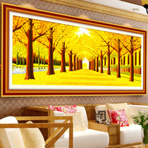 Printed Golden panoramic cross stitch 2 meters new living room painting 1 5 meters large European oil painting landscape series