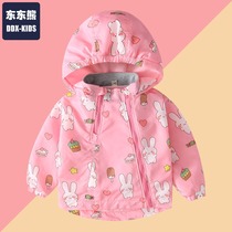 2021 autumn and winter clothes baby fleece jacket girl plus velvet coat top small children warm and windproof Foreign