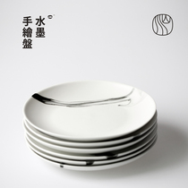 Landscape room ink hand painting plate Jingdezhen high temperature ceramic plate plate plate food plate new Chinese creative tableware
