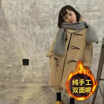 South Korean childrens clothing 21 autumn and winter Korean version ocean gas girl bifacial cashmere big clothes children Baby Boy Mid-Length Jacket