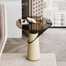 Light extravagant creative tempered glass corner a few stainless steel metal sofa side table small round a few designers net red edge a few