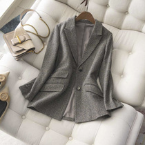 Fleece Jasmine Early Spring Ladies Slim Fit Small Suit All-match Guest For Clip Flower Woolen Small Suit