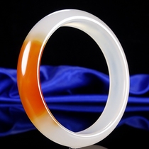 Drain white meat playful with a little red 58 inner diameter Manau Auspicious Ruyi jade bracelet hz01444