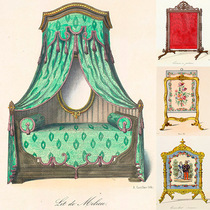 Romantic Baroque Rococo European hand-painted manuscript furniture interior soft design materials color picture JPG material