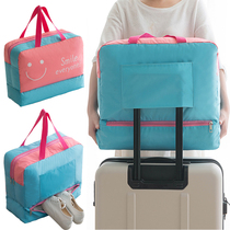 Large-capacity travel bag portable setable trolley bag shoulder portable waterproof folding short-distance luggage moving packing bag