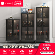(Limited offer)Italian minimalist glass wine cabinet Modern minimalist living room light luxury storage side cabinet with LED lights