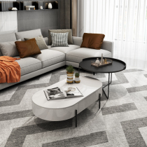 Post-modern simple personality coffee table small apartment Nordic living room light luxury oval coffee table creative black and white combination home