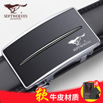 Seven Wolves Leather Belt Men Genuine Leather Calf Leather Belt Automatic Buttoning Pants With Young 100 Hitch Surge pop