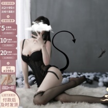 J Gill: Black Seductive Sexy Spice Fire Hot Private Room Pyjamas Woman Summer Harness Clairvoyt Sleeping Dress Woman Suit
