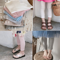 Children's Ice Silk Leggings Thin 19 Summer New Korean Girls' Simple Ninth Pit Slim Mosquito Pants All-match